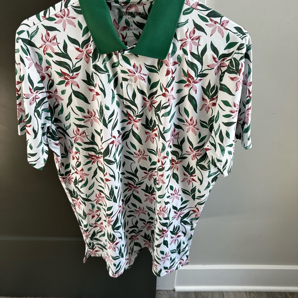 Bonobos Green and White Tropical Polo Shirt